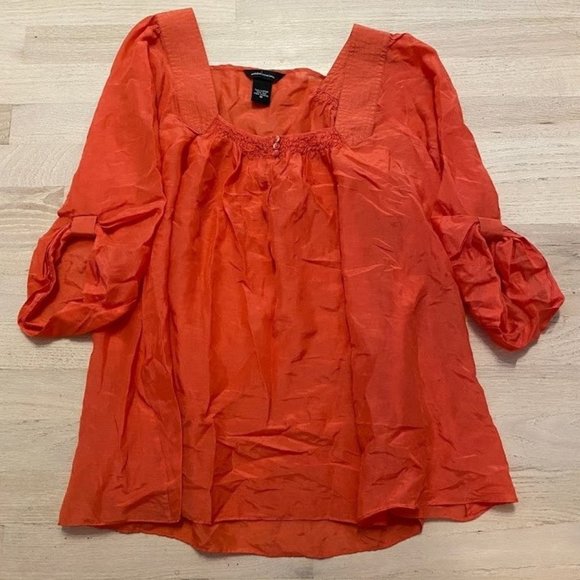 Moda International flowy 3/4 length sleeve coral top size Medium - Picture 1 of 5
